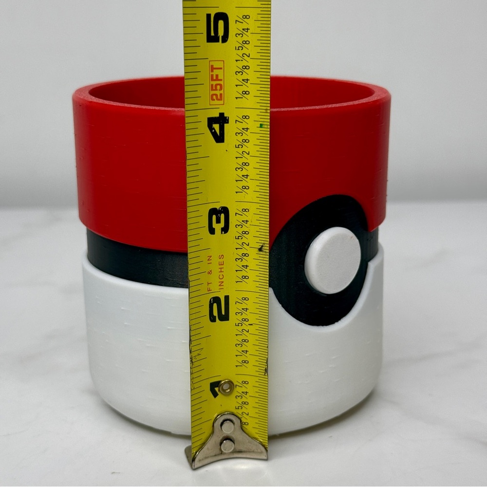 Pokeball Inspired 3D Printed Planter - Succulent Pot - Gamer Desk Decor Gift 4” - Picture 9 of 11